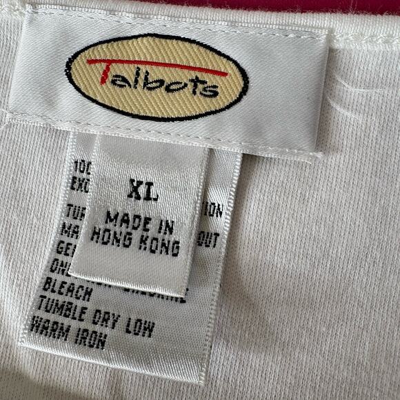 Talbots Woman's White 100% Cotton Embroidered Beach Scene‎ Tank Top Size XL - Picture 8 of 9